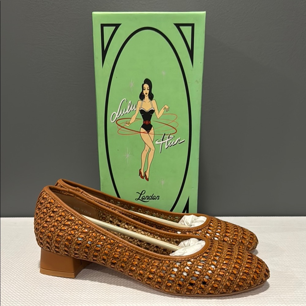 NEW Lulu Hun Felicia Woven Block Heels US 9 UK 7 NIB Vintage Retro Style